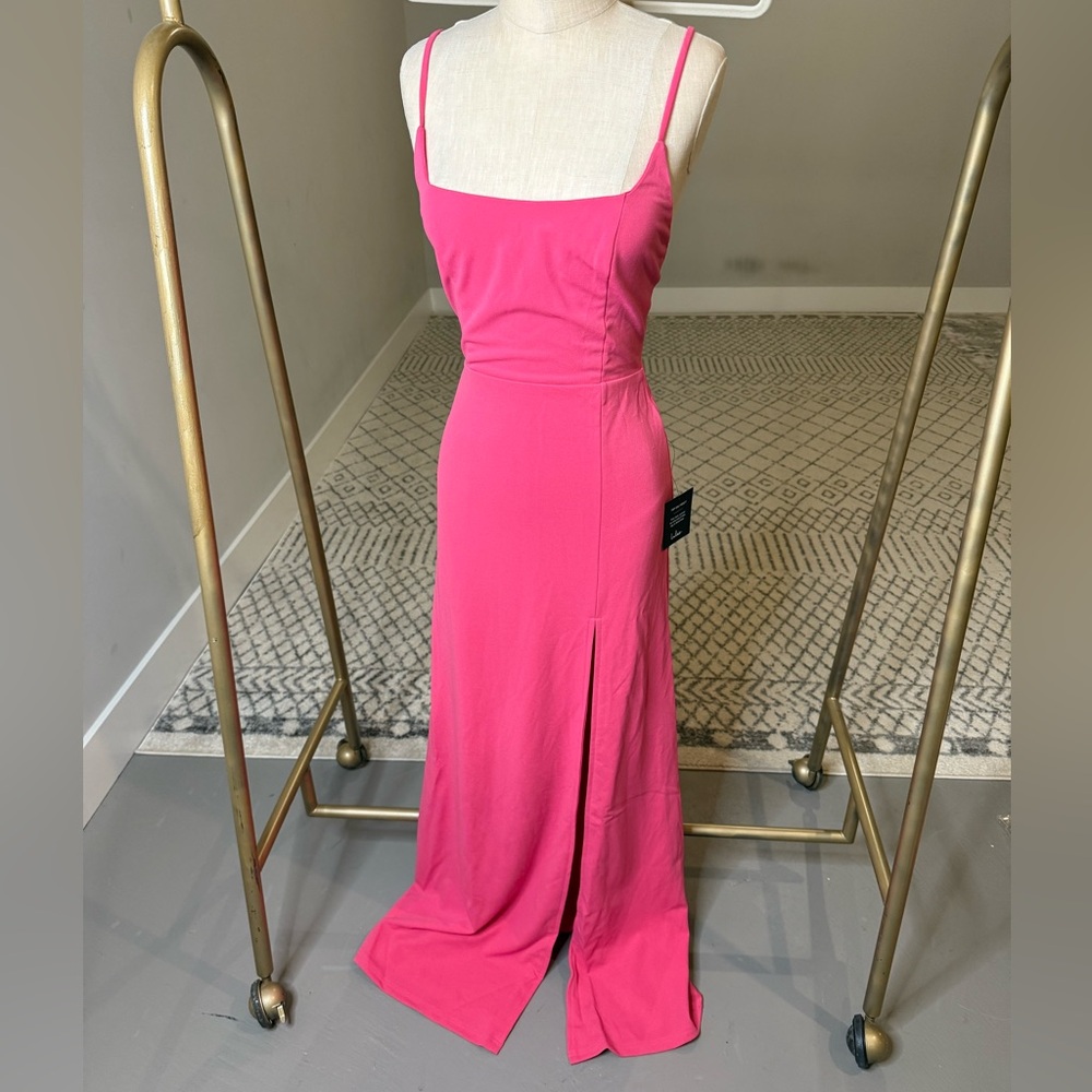Pink Square Neck Strapless Dress